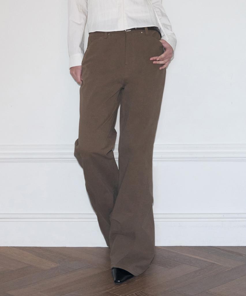 Kiyamo Oblique Pocket Bootcut Pants_Brown