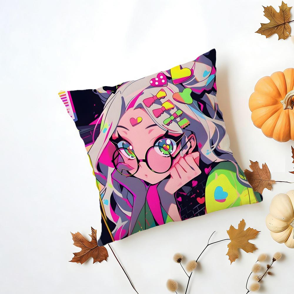 Fashion Pop Art Anime Street Graffiti Cushion Cover Washable Linen Pillowcase Soft for Daily Sofa Bed Home Room Decor