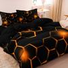 3 Pieces Geometric Bedding Set 3D Hexagonal Honeycomb Pattern Duvet Cover Set Digital Print Polyester Fabric Design Pattern