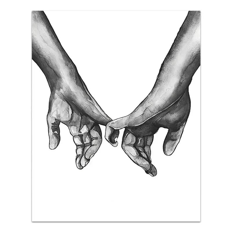 Black White Romantic Hand In Hand Canvas Painting Poste Love Quotes Wall Art Print Fashion Picture Couples Lovers Room Decor