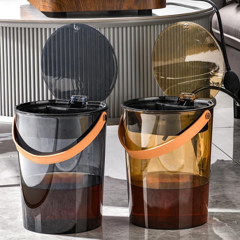 Premium Clear Tea Residue Bin with Handle Office Home Use Filtering Waste Water Container for Tea Leaves