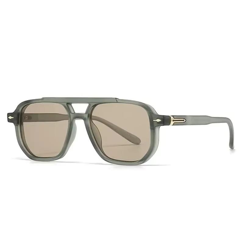 Occhiali da Sole Quadrati da Uomo con Doppio Ponte Vintage Moda Lenti Trasparenti Oceano Occhiali da Sole da Donna Tendenza Borchie Occhiali da Sole UV400