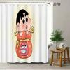 Crayon Shin-Chan Umbrella Walking Cartoon 2D Print Waterproof Shower Curtain, Minimalist White Bathroom Decor With Hooks