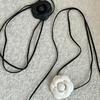 Elegant Sweet Camellia Choker Neckband Flower Collar Necklace Vintage Choker Long Lace Up Necklace Fashion Jewelry