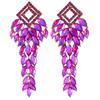 Geometric Alloy Earrings With Colored Zirconia For Wedding And Party Wear