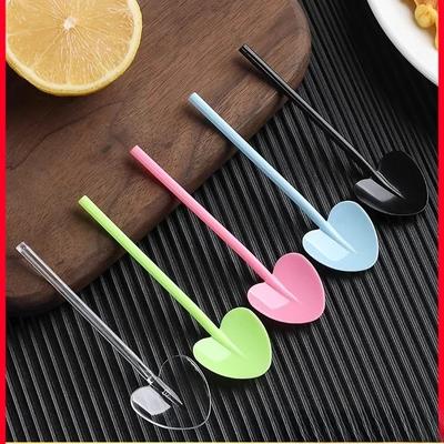 100pcs Heart-shaped Disposable Spoons Independently Packaged Dessert Ice Cream Jelly Pudding Spoon Food Grade Plastic Tableware
