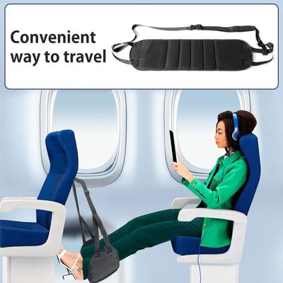 Rede para pés de avião Comprimento ajustável Base de plataforma larga Descanso para pés Portátil Escritório Sob a mesa Pés Rede relaxante Itens essenciais para viagens