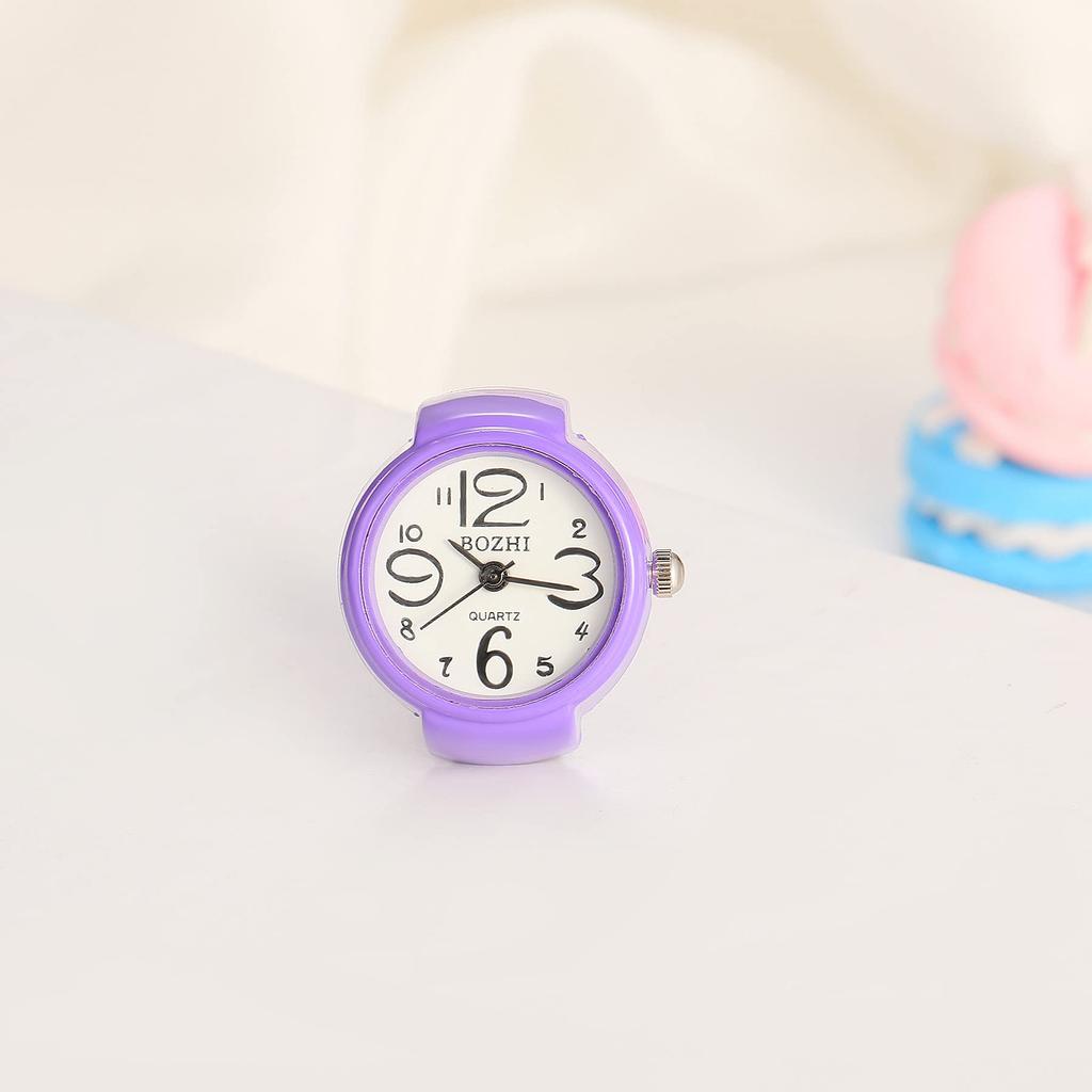 JEWELRYWE Ring Watch Business Fashion Waterproof Flip-up Cover Numeric Dial Sport Quartz Ring Watch Stainless Steel