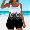Women's Swimwear Tankini 2 Piece Swimsuit  Floral Hem Pattern Vacation Bathing Suits