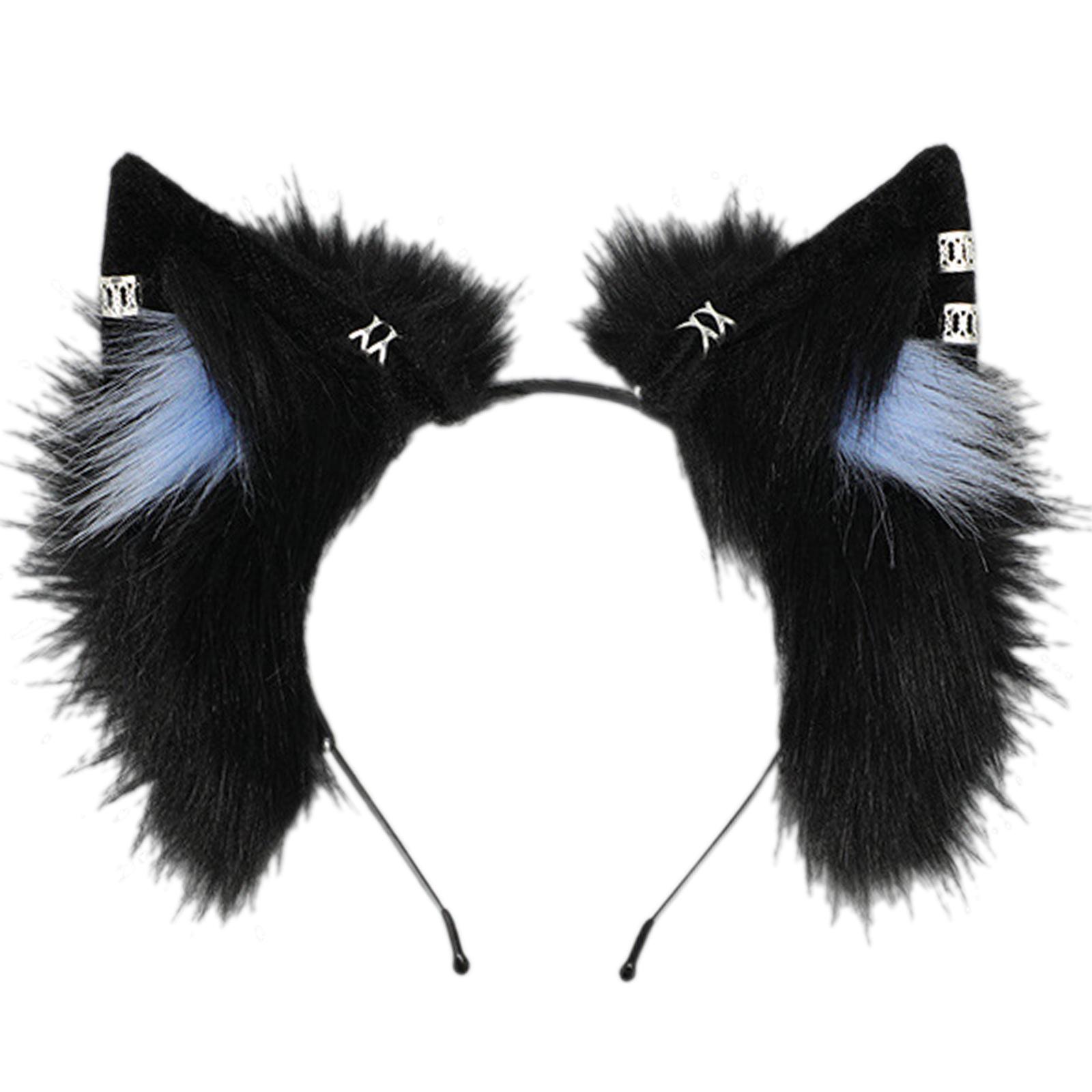 

Мультяшные плюшевые уши животного, повязка на голову, костюмные головные уборы, регулируемый милый аксессуар для косплея для женщин и детей синий