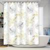 Modern Floral Shower Curtain SetElegant White Gold Bathroom Decor with Black Trim Perfect for Home Bathrooms