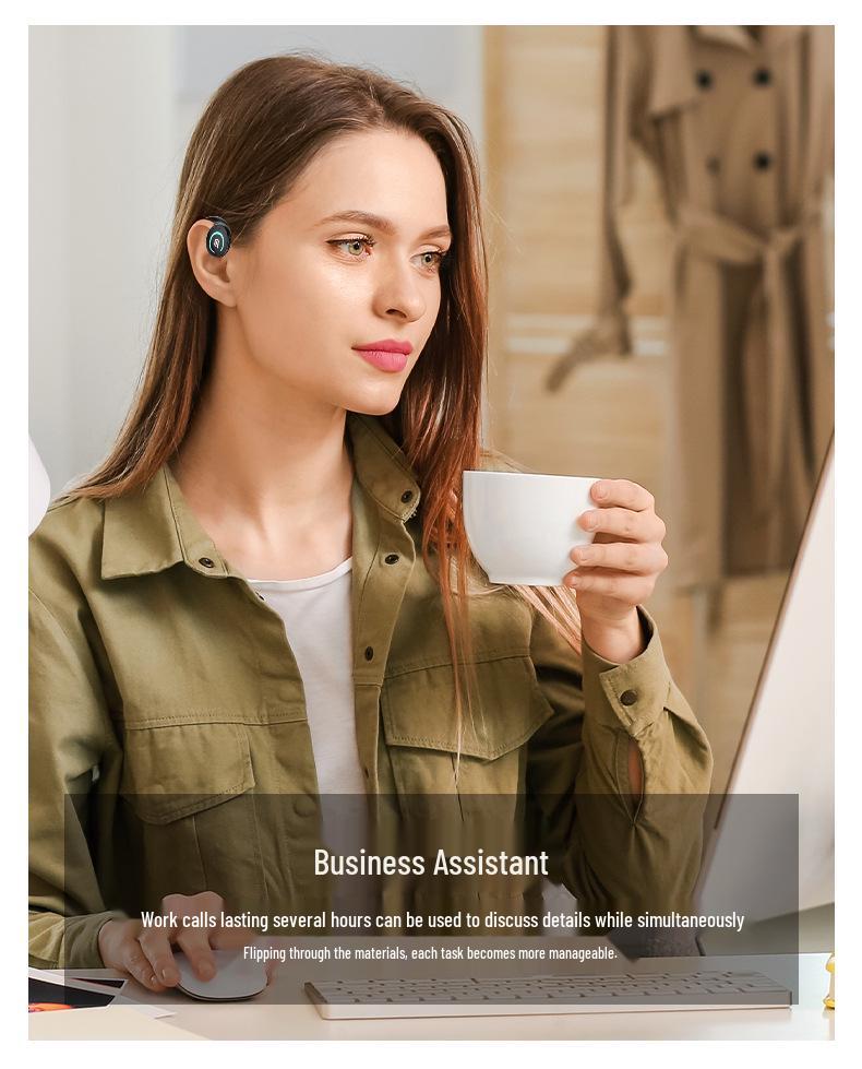 Mini Clip-On Bluetooth 5.3 Sport Earbuds - Single Ear, Noise Cancelling, In-Ear Design