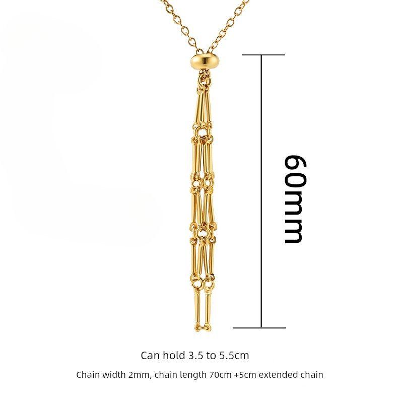 European and American New Natural Crystal Raw Stone String Bag Bamboo Necklace Woven Pendant Adjustable Chain String Bag Cage Pendant