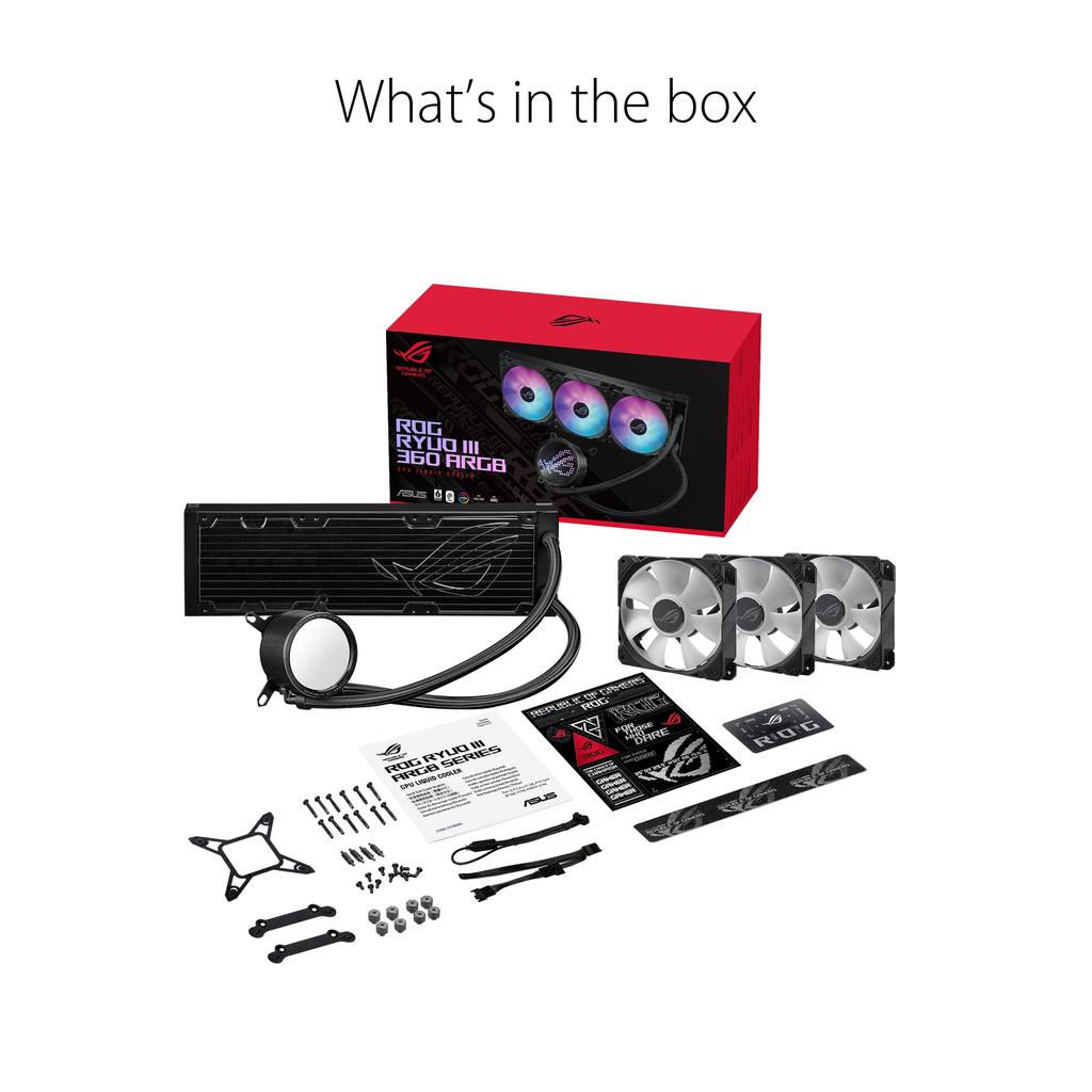 ASUS ROG Ryuo III 360 CPU Liquid Color with Asetek 8th Generation Pump Anime Matrix LED Display and ROG ARGB Cooling All-in-one Solution, Fan.