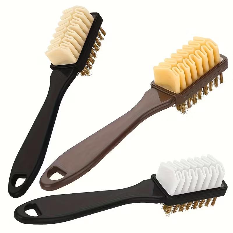 Brosse à Chaussures en Daim 2-en-1 avec Gomme pour Bottes, Cuir Immitation Nubuck Entretien Outil de Nettoyage Efficace Double Face