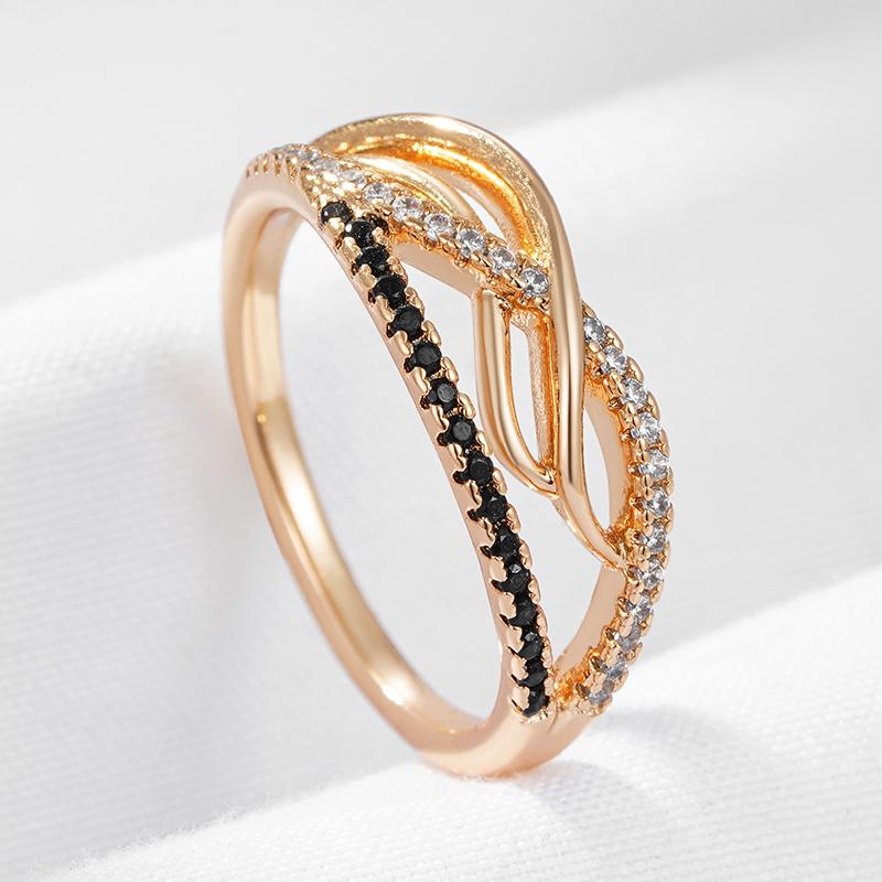 

Black Stone Flower Natural Zircon Ring For Women Fashion Rose Gold Color Mix Ethnic Bridal Wedding Jewelry 10