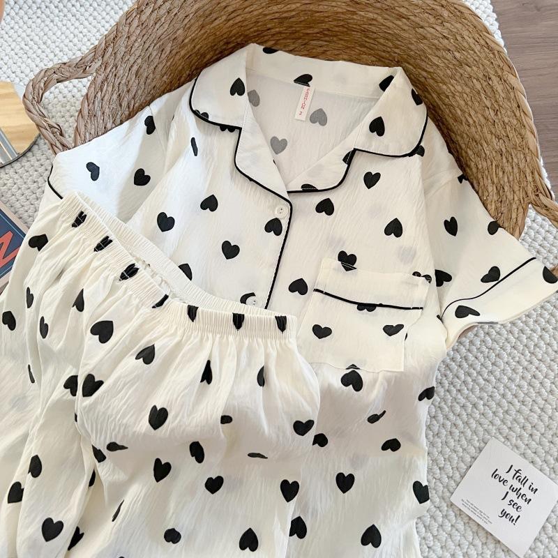 Summer new pajamas women's short-sleeved shorts thin cloud cotton cartoon cute large size Korean version loungewear