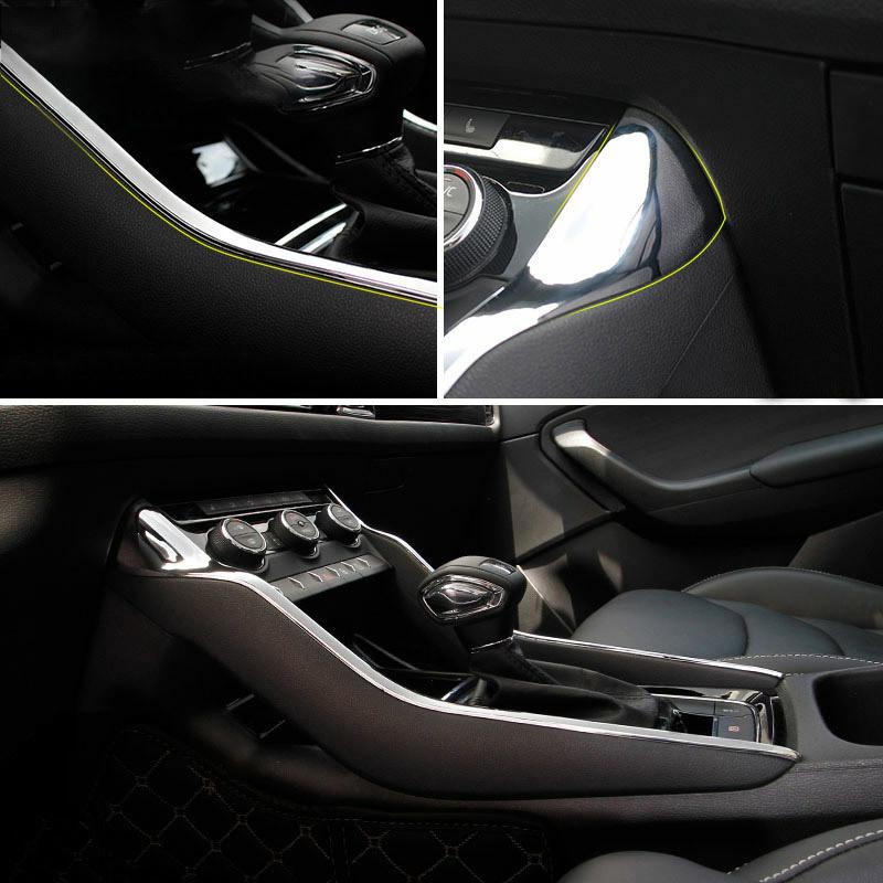 2pcs/set for skoda kodiaq 2017 2018   Central Console Chrome Protection Decoration Strip Interior Mouldings Car Accessories