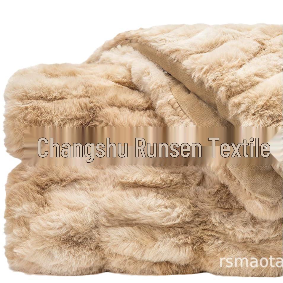 New Style Tie-Dye Spandex Elastic Rabbit Fur Blanket for Autumn and Winter - Thick, Warm, Soft