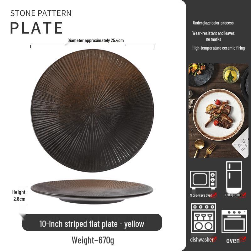 Japanese Ceramic Retro Dining Plate for Pasta, Steak, and Desserts