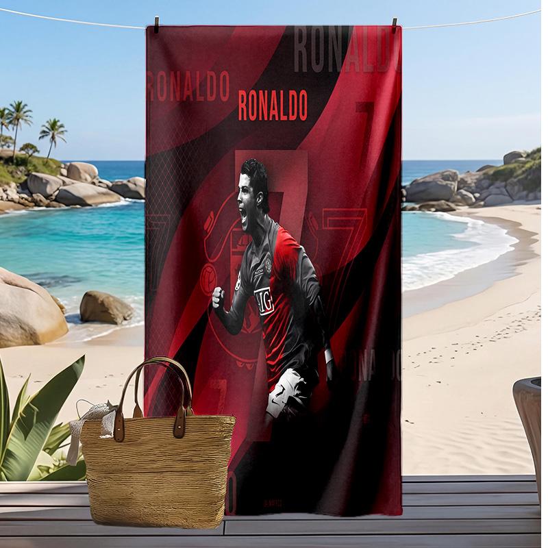Cristiano Ronaldo Print Beach Towel Quick Dry Super Absorbent Soft Bath Towel for Swimming Beach Travel Fan Souvenir Gift