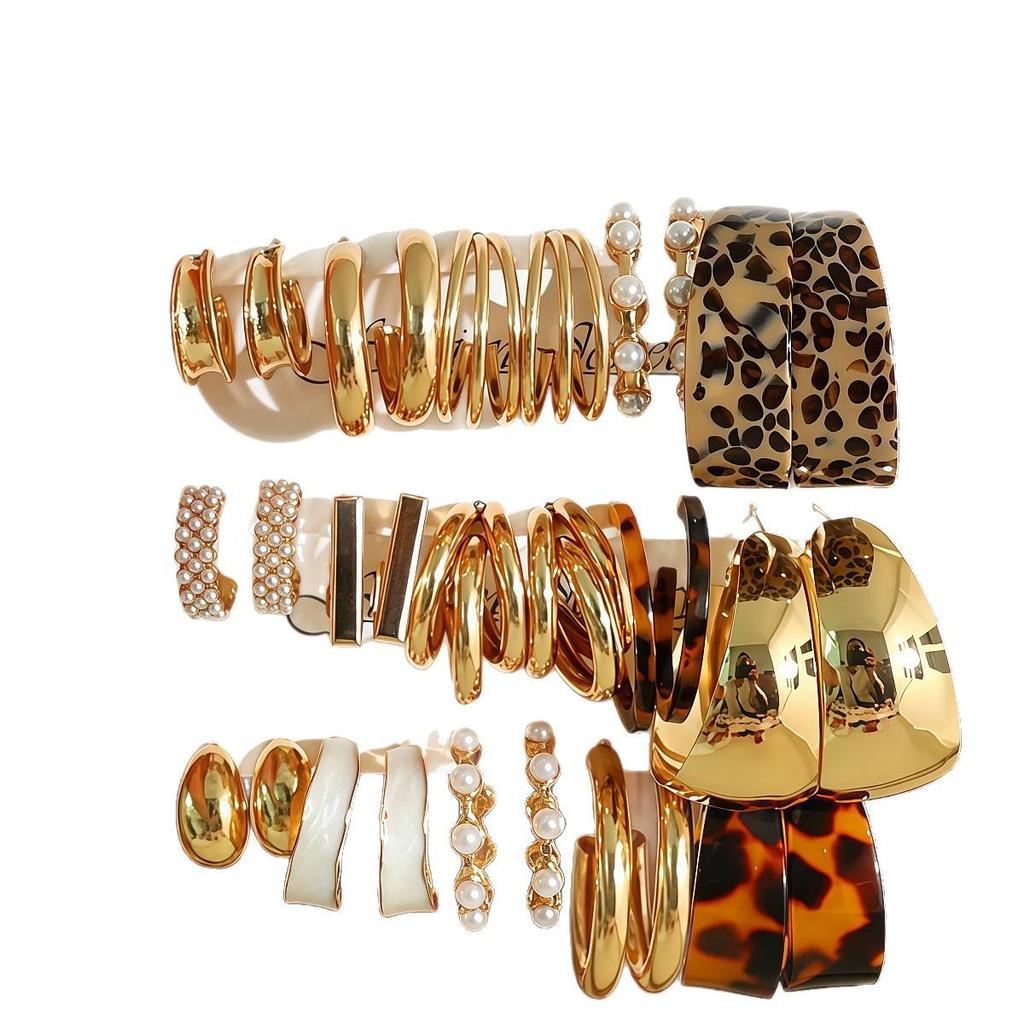 5-Piece French Retro Gold Pearl Ear Cuff Set for Women