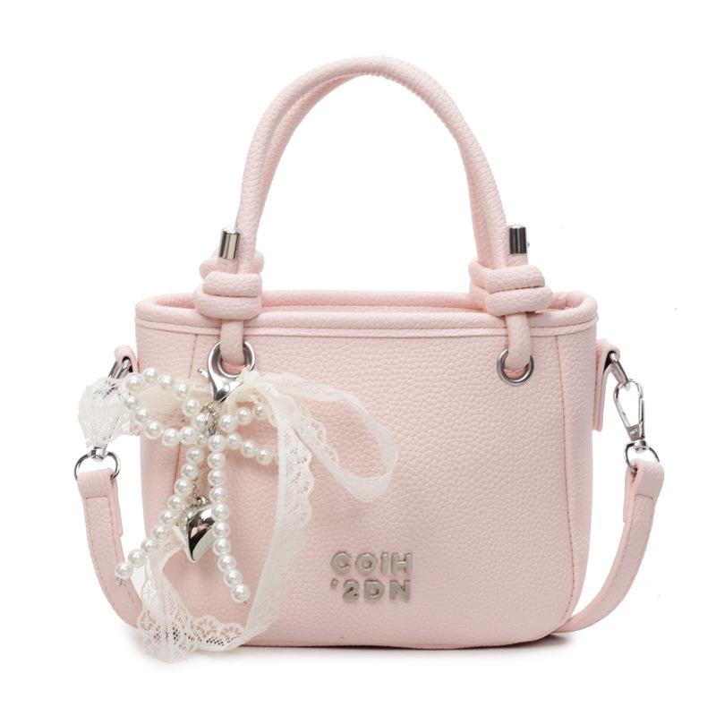 This year, the popular lychee pattern is simple and high-end, portable bucket bag, women's commuting versatile casual style messenger bag