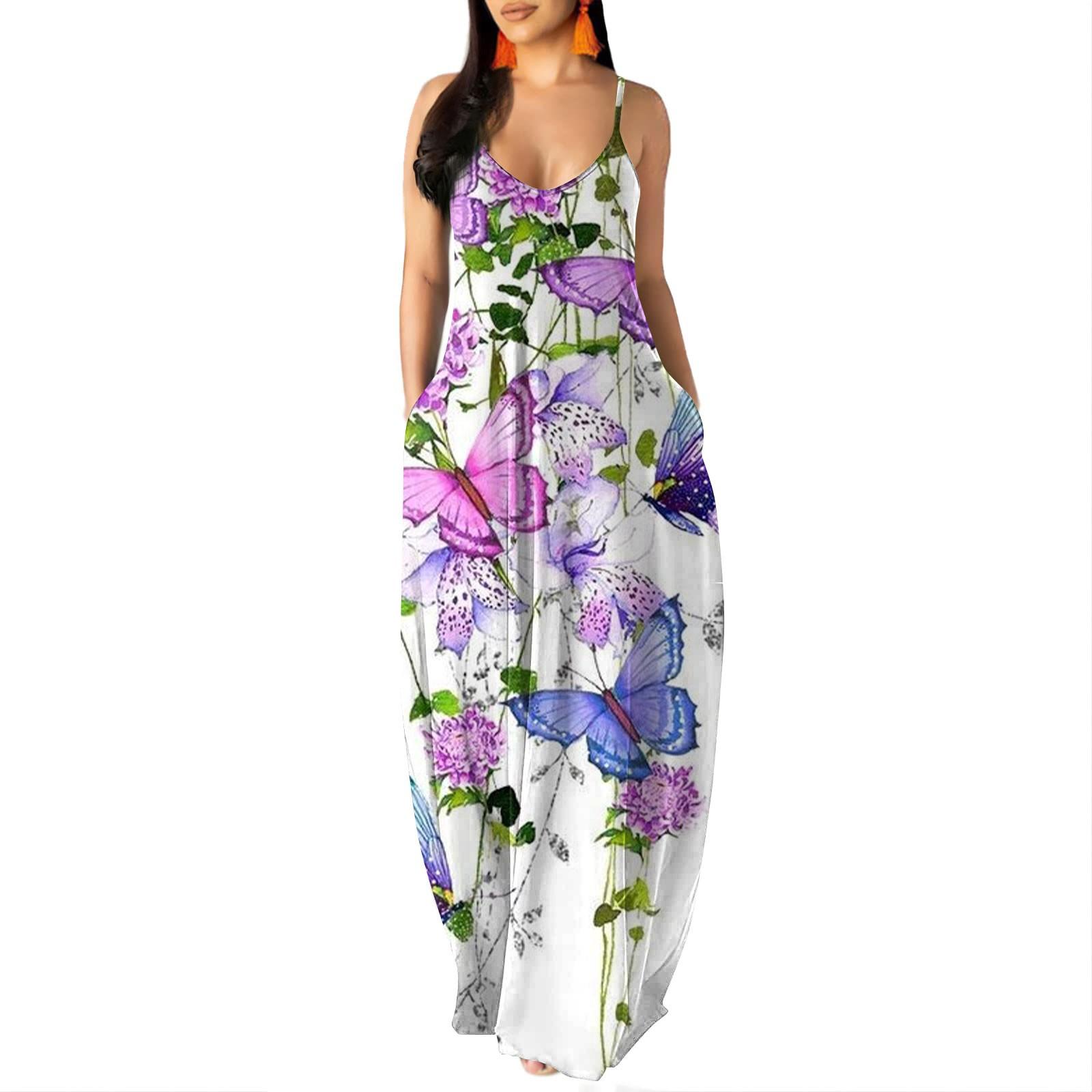 

Women s Dress Sleeveless Casual Length Floor-length Dress XXXXXL фіолетовий
