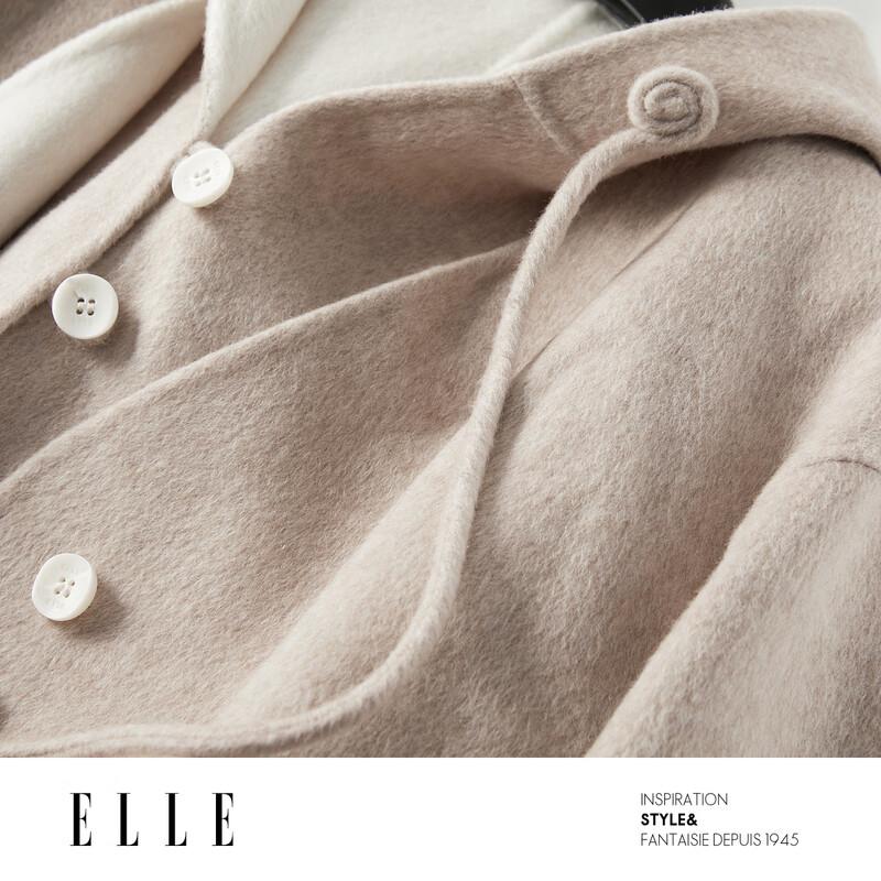 ELLE Women's French Merino Wool Hooded Mid-Length Coat