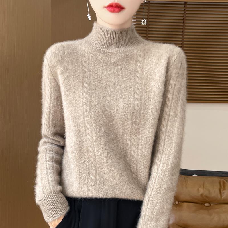 Women Sweater 100% Wool MODERN NEW SAGA Turtleneck Knit Pullover Thick Winter Jumpers Female Knit Tops