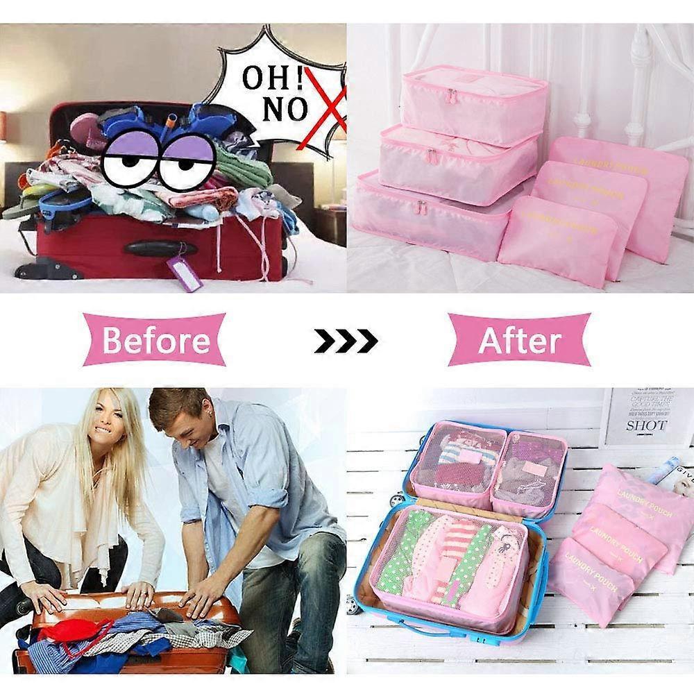 Travel Organiser Packing Bags,6 PCS Travel Packing Cubes Set for Clothes Travel Luggage Organizers Storage Bags