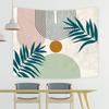 Mid Century Abstract Tapestry Boho Minimalist Sun Arch Leaves Wall Hanging Pink Green Beige Aesthetic Neutral Geometric Modern