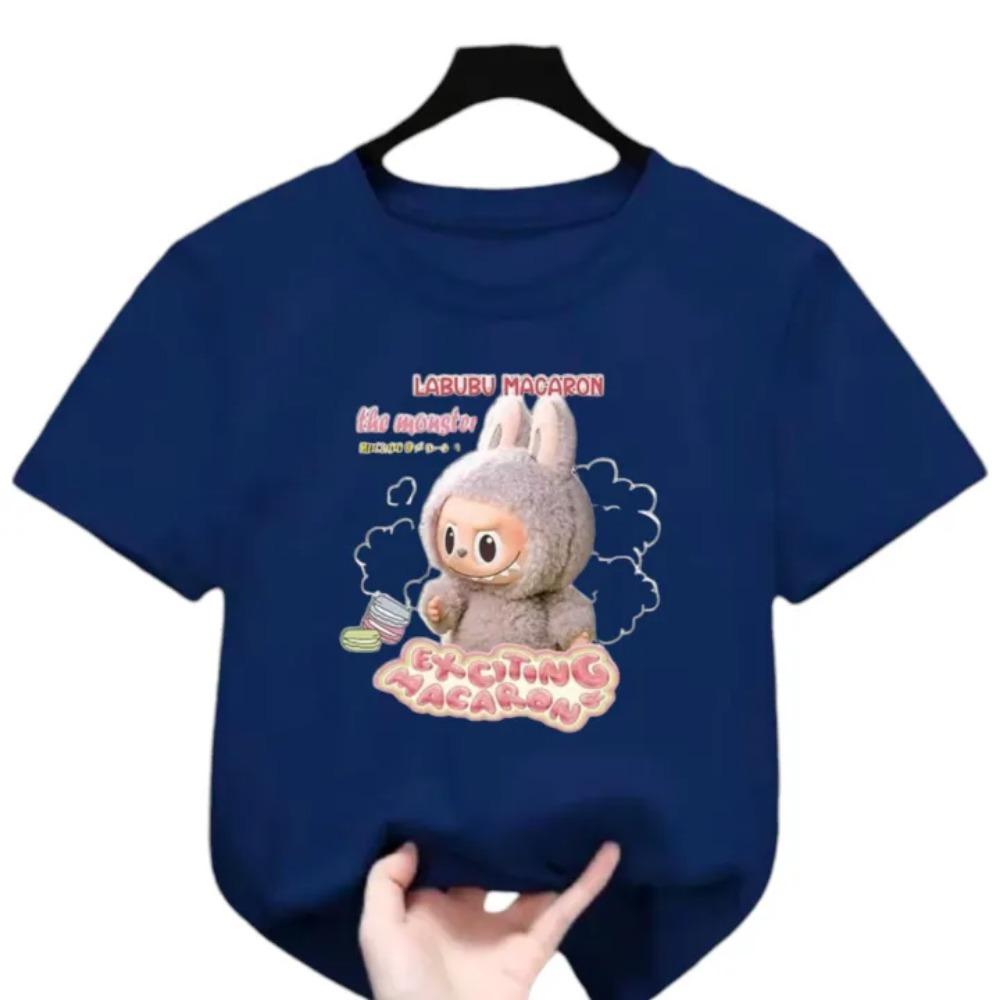 New Labubu Children's T-shirt LABUBU Ugly and Cute Pattern Girl Round Neck Short Sleeve Casual Versatile Clothing