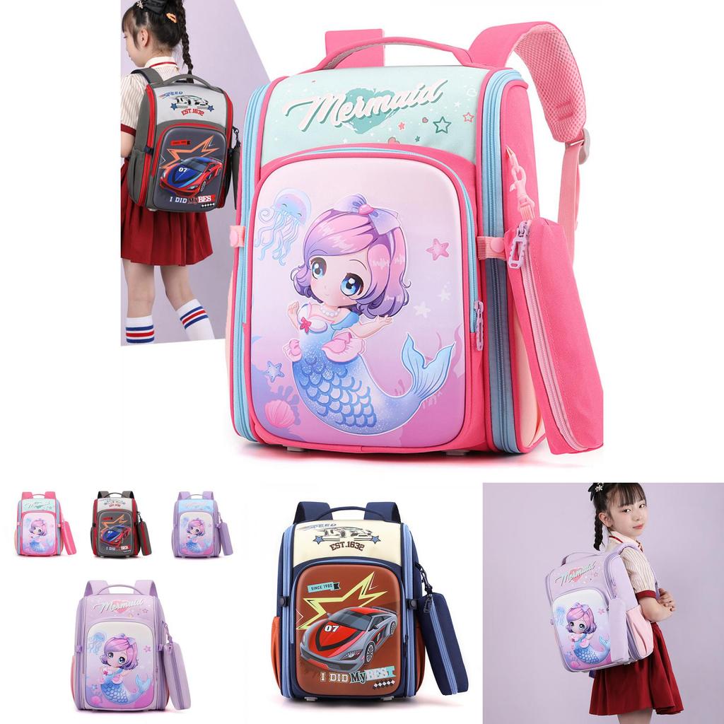 Adorable Lightweight Nylon School Backpack For Kids Grades 1 To 6 With Spacious Capacity