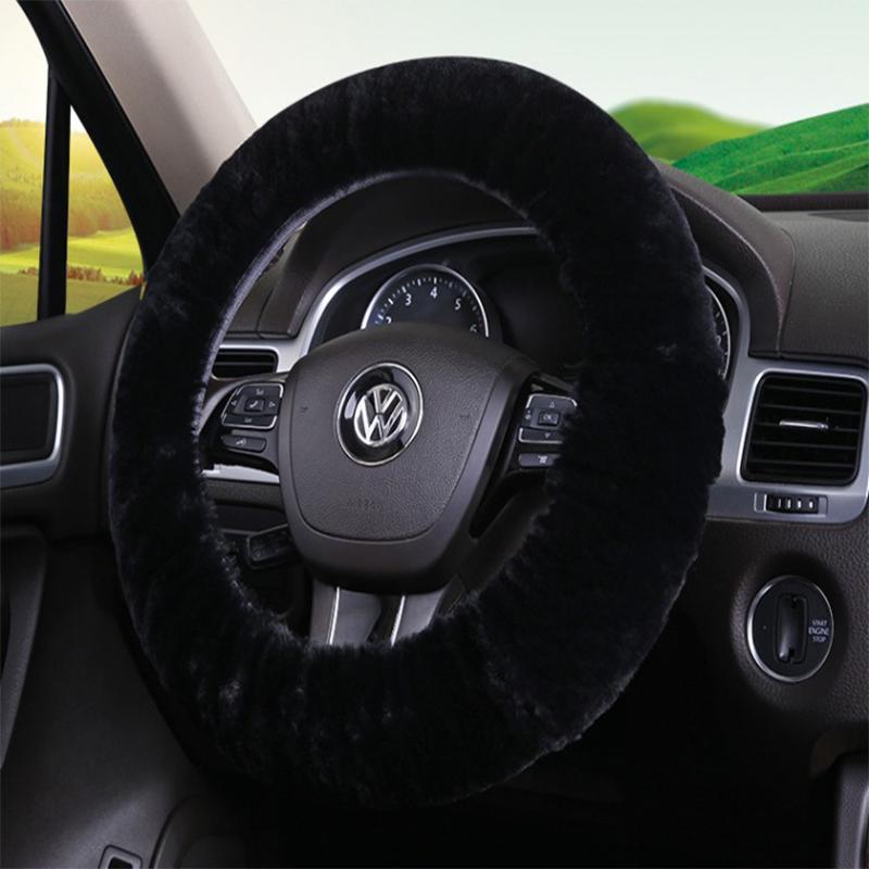 OFLBA Real Fur Car Steering Wheel Cover Auto Australian Sheepskin Steering Wheel Covers Universal Warm