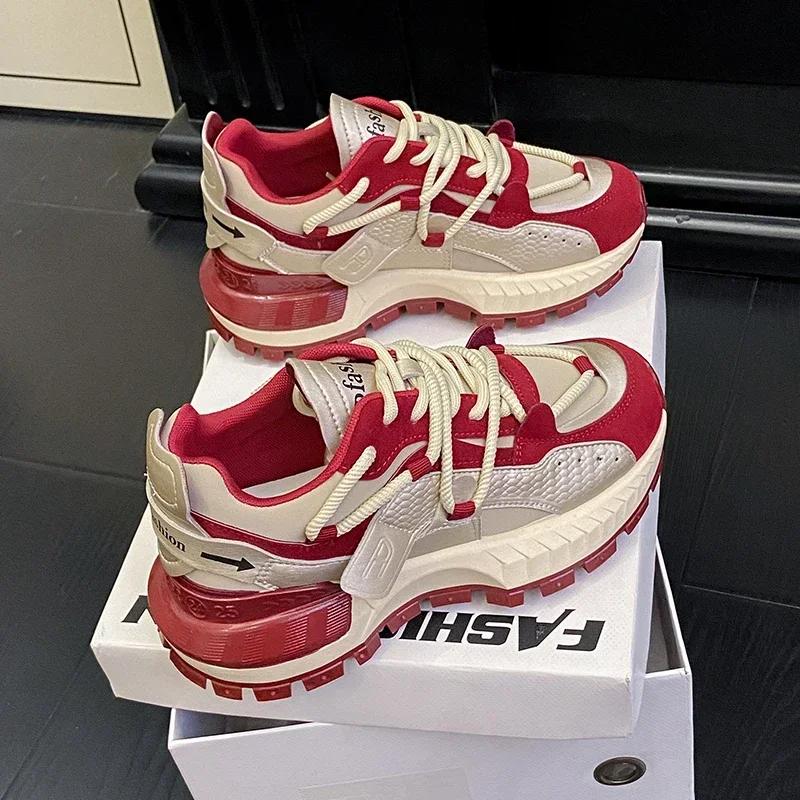 New Women's Vulcanize Shoes Thick-soled Mesh Shoes Chunky Sneakers Breathable Soft-soled Casual Sneakers