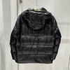 Womens Black Gold Winter Puffer Jacket Loose Fit Hooded Thick Warm Down Coat Short Length