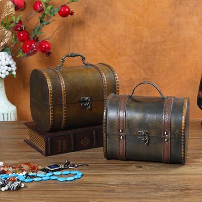 With Lock Design Wooden Storage Box Retro Style Medieval Treasure Chest Durable Gift Box for Jewelry Art Collection