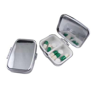 Durable Metal Heart Round Medicine Organizer Holder Container Pill Box Case