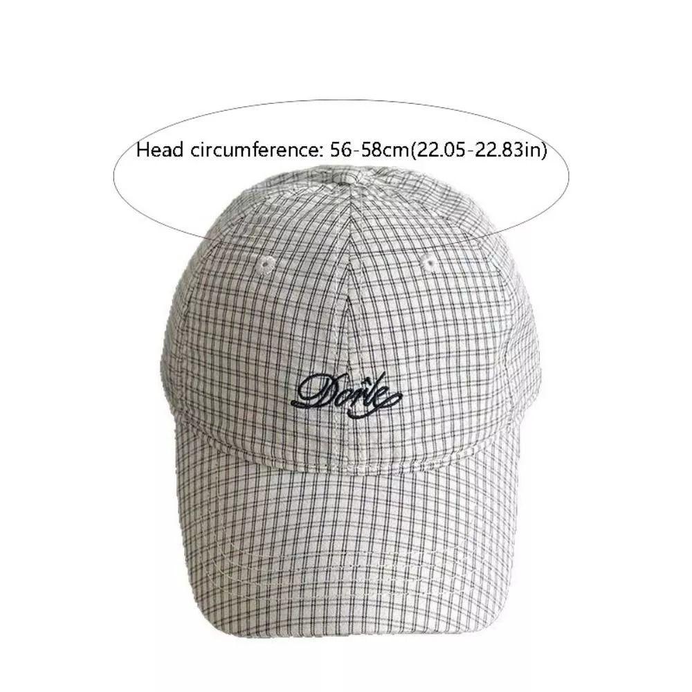 Breathable Baseball Cap Plaid Embroidery Sun Hat Fashion Peaked Cap