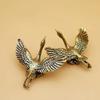 Elegant Brass Flying Crane Figurine - Vintage Style Desktop Decor, Office Art Piece, Tea Pet Accessory