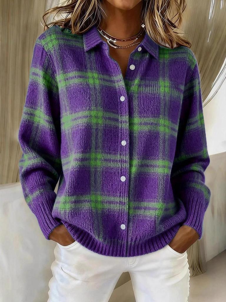 2025 Women's Autumn/Winter Striped Lapel Knitwear Coat