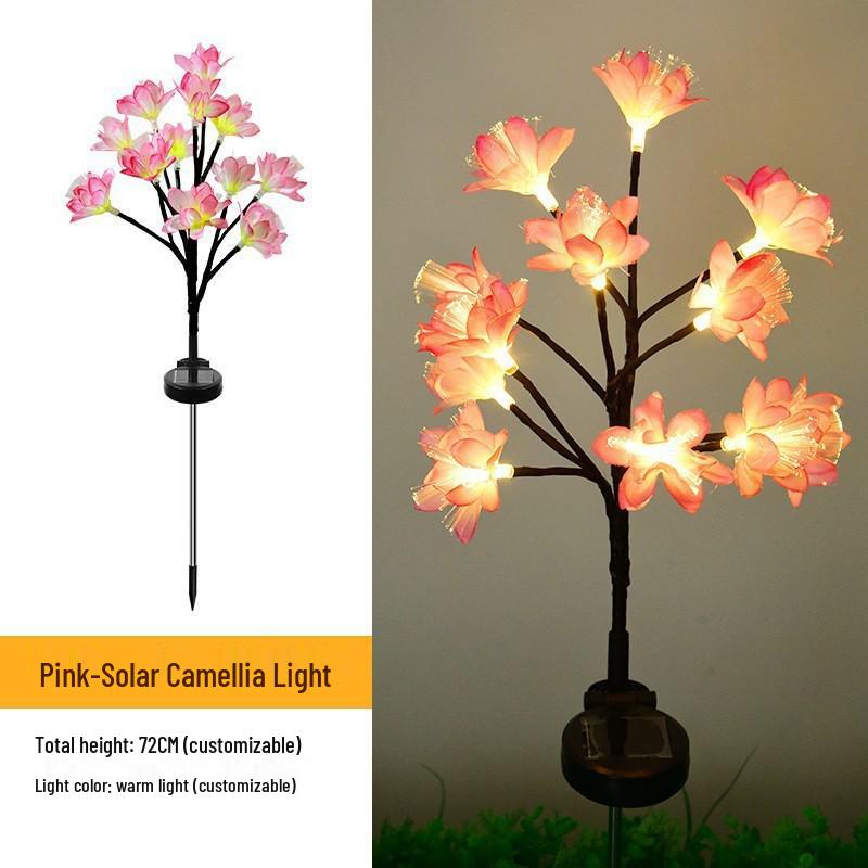 Solar Cherry Blossom Waterproof Outdoor Branch Lawn Lights, Warm Decorative Courtyard Lights for Holidays