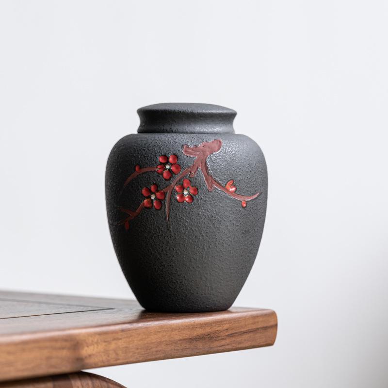Vintage Plum Blossom Ceramic Tea Jar Sealed Coffee Candy Jar Antique Art Decorative Jars Storage Ornaments Home Decoration Gifts