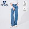 Navigare Women's Elastic Waist Straight Leg Denim Jeans
