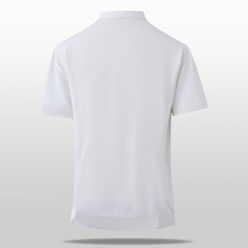 Polo a Maniche Corte in Seta di Ghiaccio da Uomo Casual Larga Maglietta a Polo con Mezza Zip e Colletto Maglia
