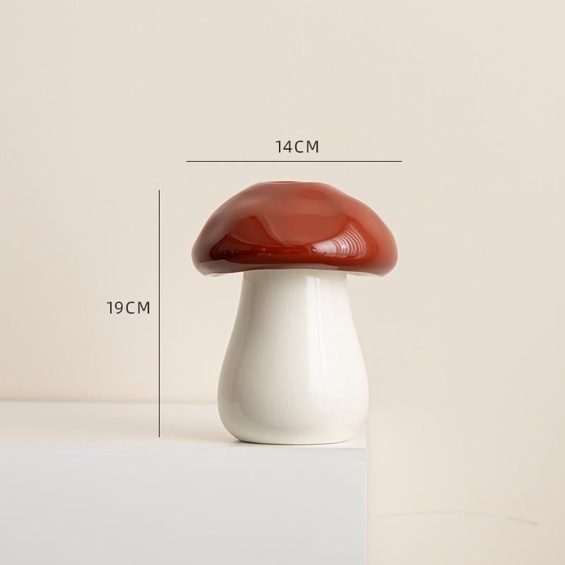 Creative Mushroom Shape Ceramic Vase Plant Pot Table Decoration Flowers Arrangement Artificial Flower Vases Room Aesthetic Decor
