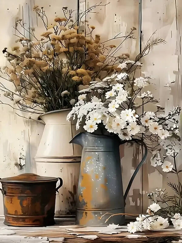 Oil Painting By Numbers Flower Chair Coloring By Numbers Vase Digital Painting Daisy Canvas Handpainted Coloring DIY Kit Gift