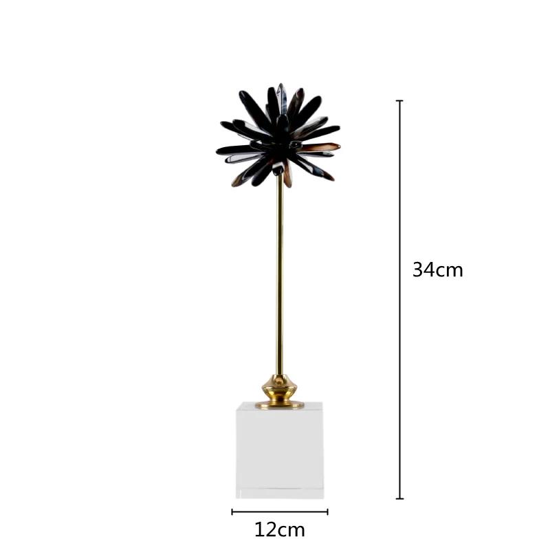 Crystal Flower Natural Crystal Agate Metal Handicraft Handmade White Artificial Flower Decorative Figurines Home Decoration