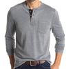 Cămași Henley cu mânecă lungă pentru bărbați, cu buzunar, ocazional, pline de top, de bază, Lenjerie de corp, tricouri cu 3 nasturi, tricou pentru antrenament sportiv Tricou pentru bărbați